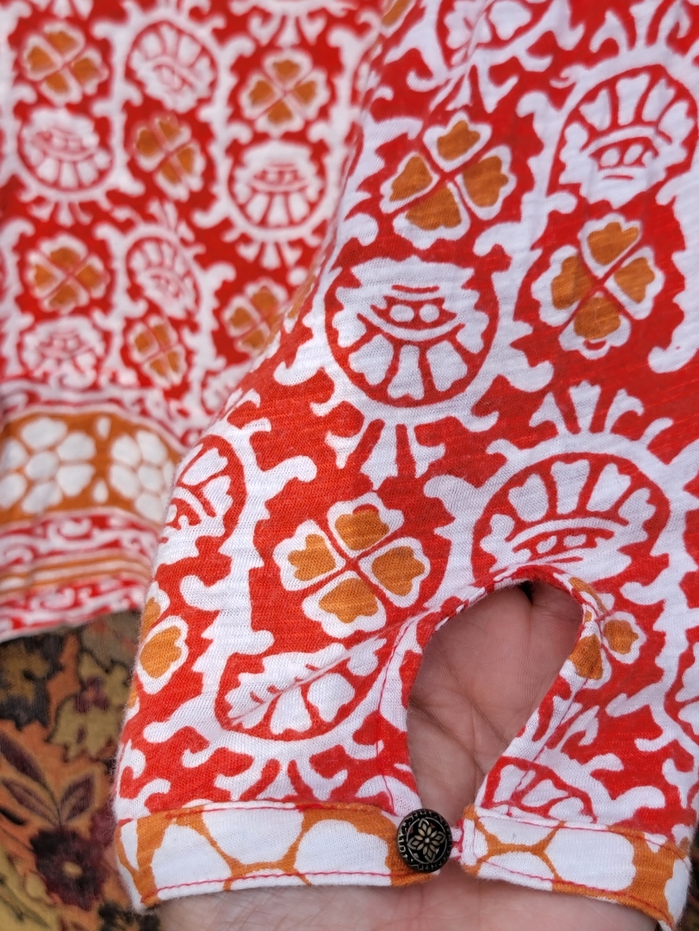 Lucky Brand Bohemian Medallion Print Top | Boho Peasant Western Tunic - Picture 6 of 9